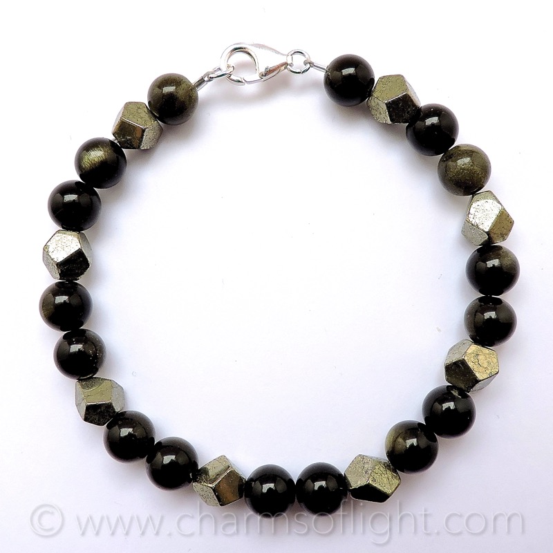 Golden Obsidian & Pyrite Bracelet